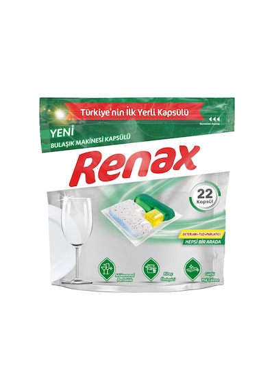 Renax Hepsi Bir Arada Bulaşık Makinesi Deterjanı 22 Tablet Renax Hepsi Bir Arada Bulaşık Makinesi Deterjanı 22 Tablet