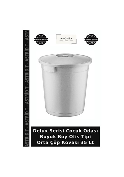 Delux Serisi Çocuk Odası Büyük Boy Ofis Tipi Orta Çöp Kovası 35 Lt
