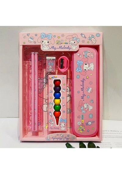 Sanrio Kuromi My Melody Cinnamoroll Kırtasiye Seti 7 Parça My Melody Kırtasiye Seti Pembe