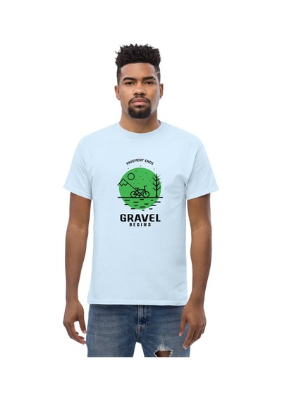 Wildstyle Gravel Begins Dağ Bisikleti Doğa Yol Macera Baskılı Unisex Bisiklet Yaka Pamuklu Tişört Bebek Mavisi