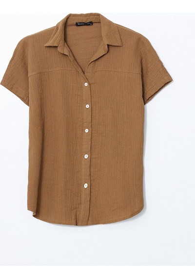 Lcwaıkıkı Classic Yeşil Loose Fit Dokulu Kadın Gömlek