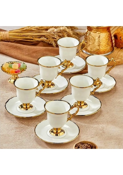 Akıllıelma-cooker Fincan Takımı Kahve Porselen 12 Parça Ckr3533 Çok Renkli