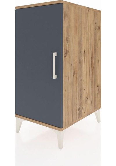 Kronos Komodin 2 Raflı Tek Kapaklı 44x59x96 Çam-antrasit Atlas Çam