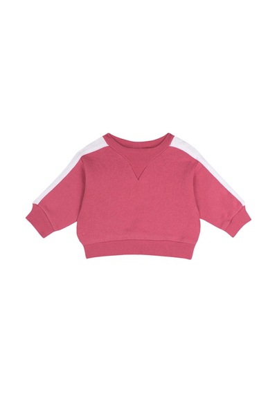 Antebies Organik Pembe,beli Lastikli Bağcıklı Manşetli Kız Bebek Sweatshirt Eşofman Takımı