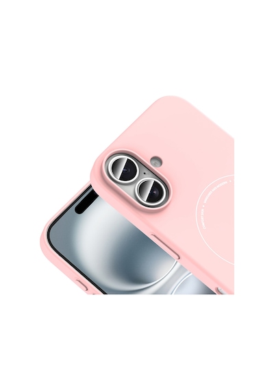 Apple iPhone Uyumlu, 17 Kılıf M-safe Şarj Özellikli Kamera Korumalı Zore Elio Sert Pc Kapak - Açık Pembe AÇIK PEMBE