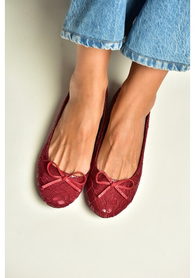 Fox Shoes Z726243404 Bordo Kumaş Kadın Babet