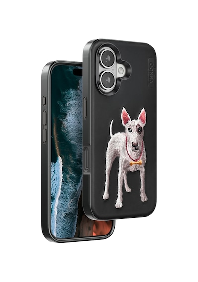 Venco - 880 - Apple iPhone Uyumlu 16 Perma Desenli Kapak - Glblseme - - Siyah Sıyah