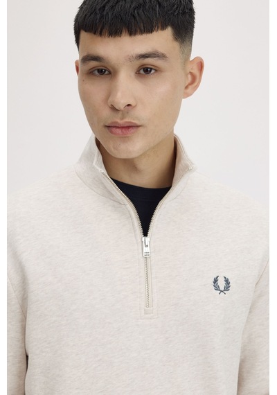 Fred Perry M3574 Half Zip Erkek Sweatshirt Beyaz