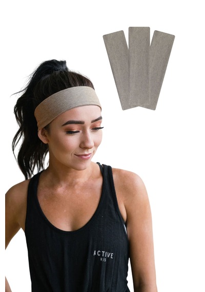 3lü Saç Bandı Pamuk Kadın Bandana Likra Spor Kafa Bandı S. Kahve