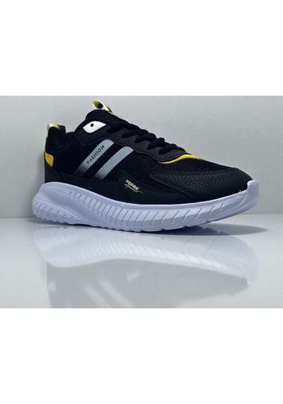 Veron 015 Siyah-sarı Günlük Bağcıklı Erkek Sneaker Ayakkabı Siyah