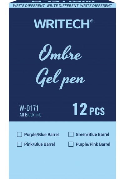 Wrıtech W-0171 Aurora Mavi-pembe Gövde Mavi Jel Kalem - 12'li Kutu Ahşap