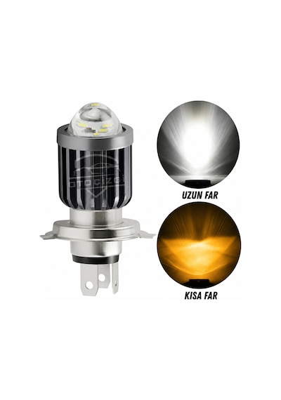 Renault Express 1985-2000 H4 Led Far Ampulü Sarı-beyaz Işık Canbus Mini Lensli 2'li Set
