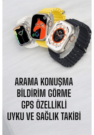 45 Mm Gri Kasa Ultra Akıllı Saat Sesli Görüşme, Sağlık Takibi, Suya Dayanıklı