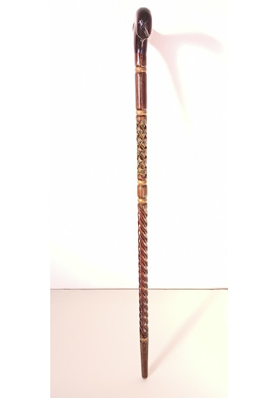 Ahşap Baston K-03 Gürgen Burgu Ve Baklava Kesimi Oymalı.