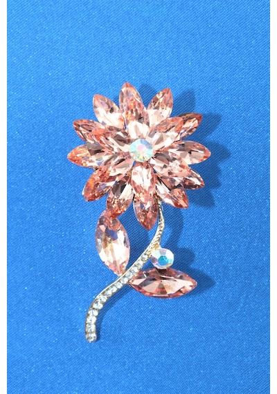 Manevi Huzurun Simgesi Lotus Çiçeği Broş Kristal Taşlı Gold Çiçekli Kadın Yaka İğnesi Çok renkli
