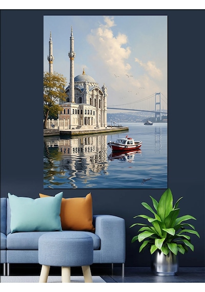 Ahşap Tablo Ortaköy Camii İstanbul Manzarası