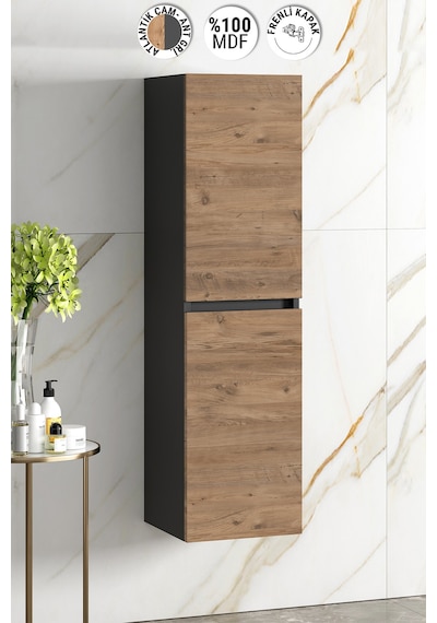 Yıldız 35 130 Cm Antrasit Gri Mat-Atlantik Çam Mdf Asma Banyo Boy Antrasit - Atlantik Çam