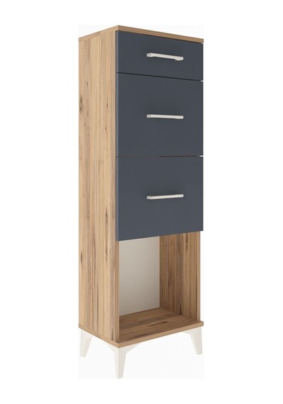 Arges Dolap 3 Çekmeceli 44x30x134 Çam-antrasit Atlas Çam