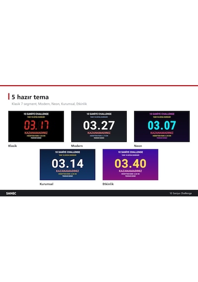 Sanec Dijital Kronometre & Zamanlayıcı 19" Hdmı Ekranlı 10 Saniye Challenge Ve Durdurma Oyunu Sistemi