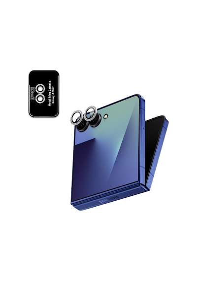 Samsung Galaxy Uyumlu Z Flip 7 İçin Ipg Prolens Kamera Lens Koruyucu Elmas Taş Çerçeveli, Kırılmaz Cam Gümüş