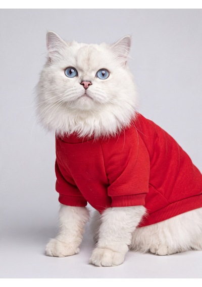 Kiki Kiraz Detaylı Kırmızı Kedi Polar Sweatshirt