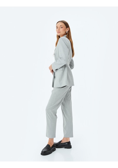 Koton Cepli Slim Fit Cigarette Kumaş Pantolon Gri Melanj 5sak40037uw Gri Melanj