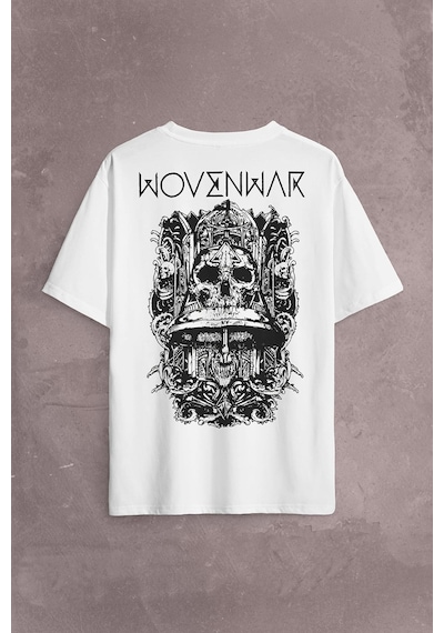 Ben Sahar Behemoth Metal Rock Kuru Kafa Skull Sırt Ön Baskılı Oversize Tişört Unisex T-shirt 001