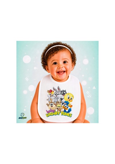 Looney Tunes Keten Bebek Mama Önlüğü Yumuşak - Emici - Yıkanabilir - Özel Tasarım P124 Çok Renkli