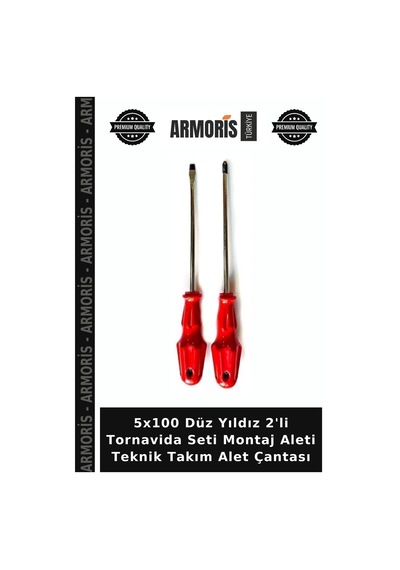 5x100 Düz Yıldız 2'li Tornavida Seti Montaj Aleti Teknik Takım Alet Çantası