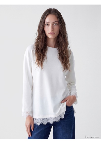 Lcw Modest Beyaz Soft Touch Kadın Sweatshirt Tunik