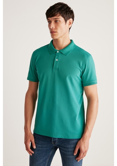 Grimelange Chrıs Erkek Regular Kalıp %100 Pamuk Yeşil Polo Yaka T-shirt Yeşil