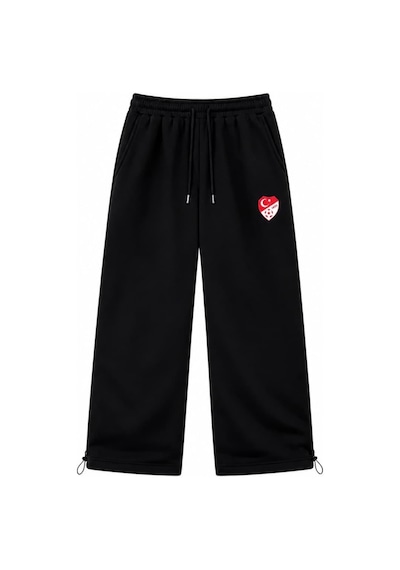 Zaee Türkiye Crest Nakışlı Ayarlanabilir Paça Baggy Eşofman Altı Siyah