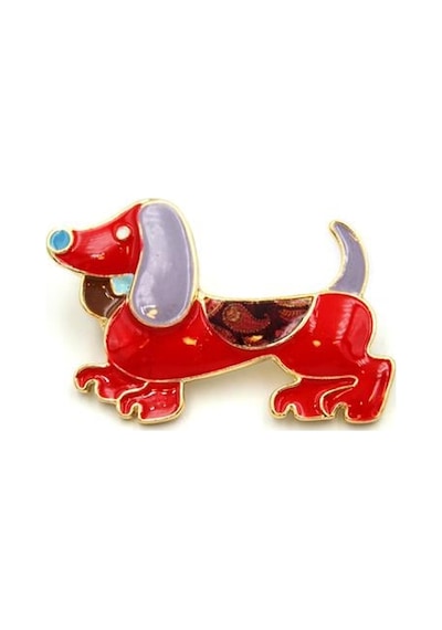 Köpek Broş - Kırmızı Çok Renkli