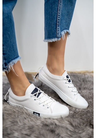 Bartrobel Kadın Erkek Beyaz Keten Sneaker Beyaz