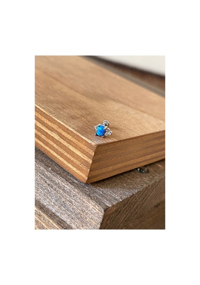 925 Ayar Gümüş Opal Taşlı Kıkırdak Helix Tragus Piercingi Gümüş Piercing