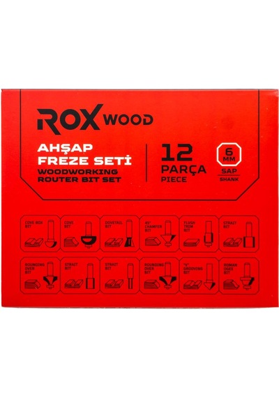 Rox Wood 0309 Ahşap Freze Seti 12 Parça Sap: 6mm