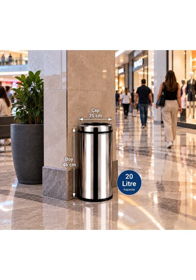 Pratik Çemberli Çöp Kovası 20 Lt Paslanmaz Acar 13283