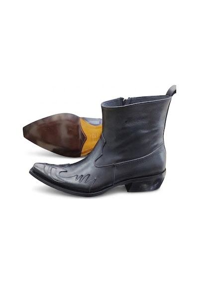 Güvener King Shoes Hakiki Deri Siyah Kovboy Bot