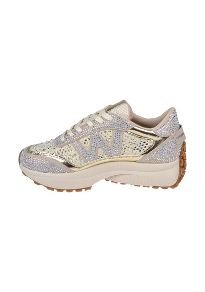 Sms Taş Detaylı Dantelli Kadın Spor Ayakkabı Sneaker Sms-83125 Bej Taşlı