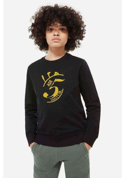 Tshirthane Aşk 5 Vakittir Baskılı Unisex Çocuk Siyah Sweatshirt