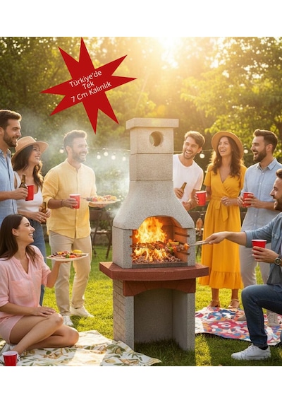 Mangal Barbekü 60 Lık Model Barbekü Gross Gri - Kırmızı