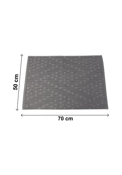 Tuğla Desenli 2li Ayak Havlusu - 50x70 Cm - Su Emici Banyo Paspası Seti - Koyu Gri Koyu Gri