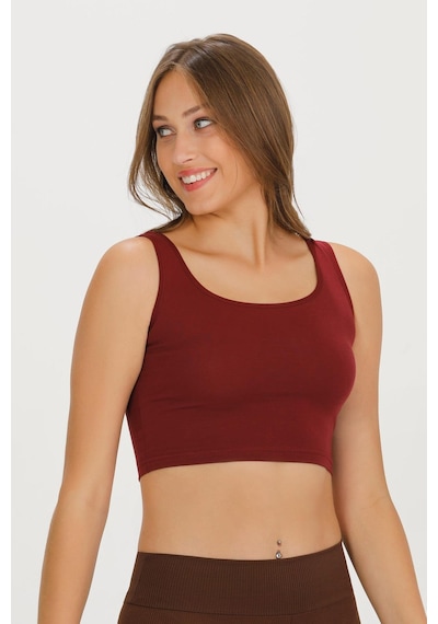 Sensu Kadın Kalın Askılı Crop Büstiyer - Crop130 Bordo Bordo