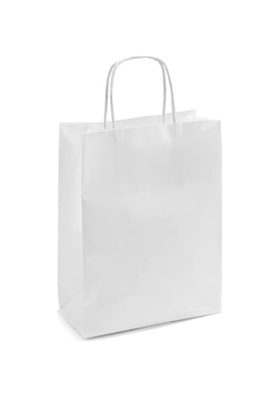 Kağıt Çanta Burgu Saplı 18x24x8cm Körük - Beyaz 25 Adet