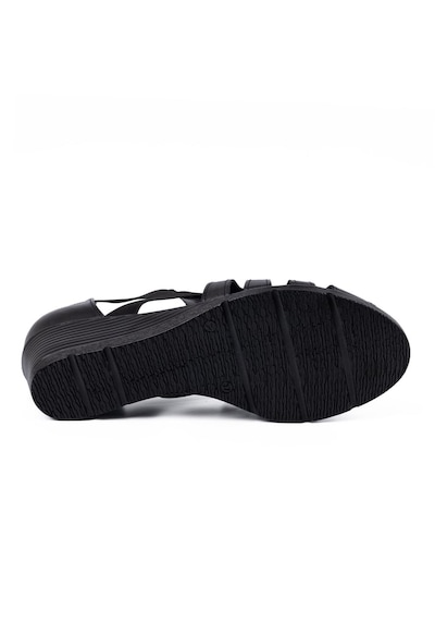Mammamia D26ys-2855 Kadın Hakiki Deri Dolgu Taban Comfort Sandalet Siyah