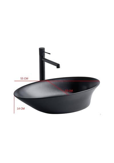 Lena - Tezgah Üstü Porselen Lavabo Siyah Outlet - Eh-4610ms- Diğer