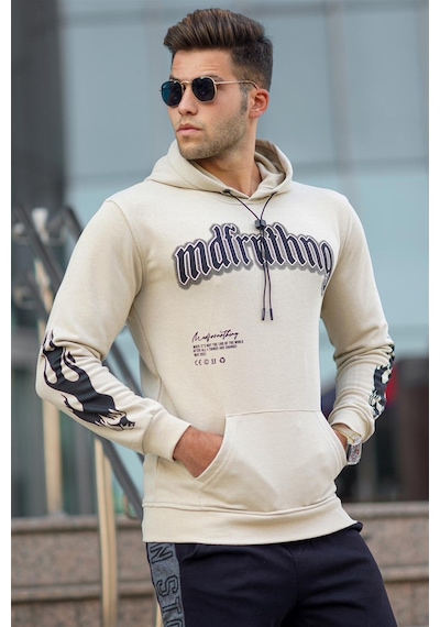 Madmext Madmext Bej Baskılı Erkek Sweatshirt 5312-bej Bej