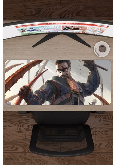 Half Life Kaymaz Dikişli Kauçuk Oyuncu Mousepad V3 - 70x30 Xl Gaming Mouse Pad Fare Altlığı