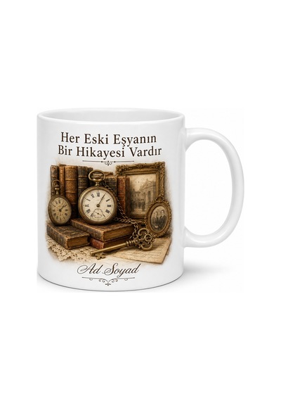 Antikacı Tozlu Eşyalar Geçmişin İzleri Hikayesi Olan Obje Kupa Bardak Hediye Beyaz / Çok Renkli