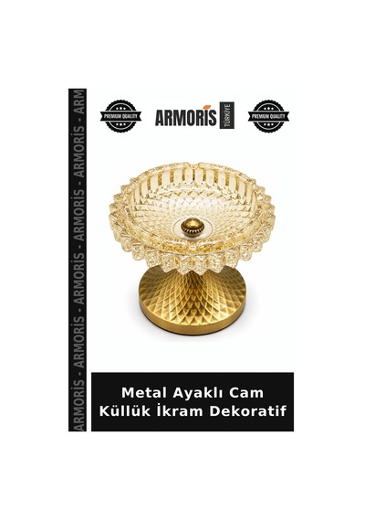 Metal Ayaklı Cam Küllük İkram Dekoratif